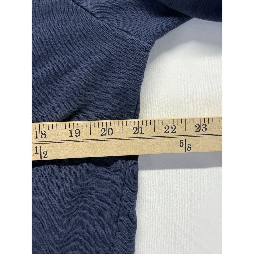Nike Crewneck Sweatshirt Mens M Navy Blue fleece White Swoosh Logo Pullover - Picture 4 of 6